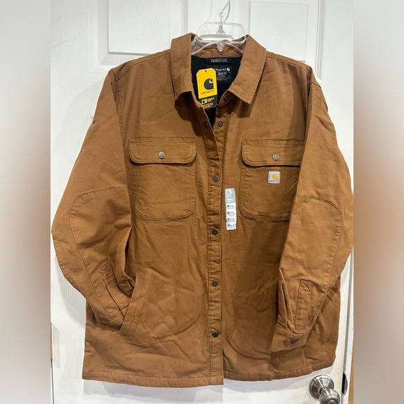 Carhartt Women's XL Rugged Flex® Loose Fit Canvas Fleece-Lined Shirt Jacket NWT - Picture 1 of 15